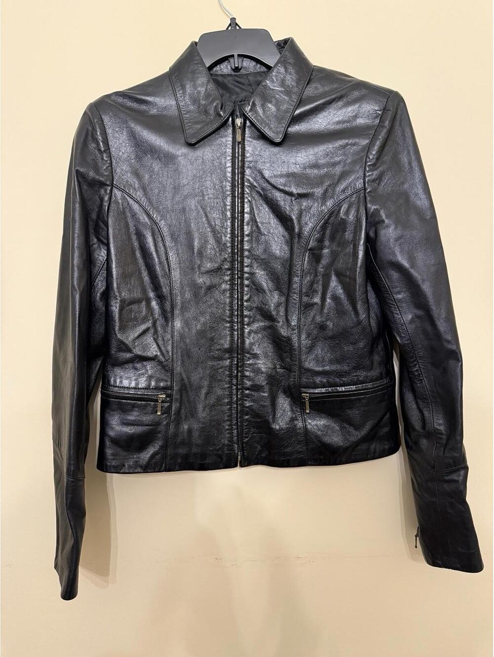Vintage DR Black Leather Jacket Size 42 Spanish Leather